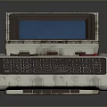 Vintage Portable Terminal Device With Blue Screen And Retro Keyboard Design