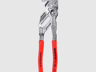 BAHCO 220-18 Adjustable Silver Pliers With Red Handles For Hardware Tools 3d model