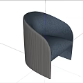 Modern Accent Chair With Navy Velvet Upholstery And Ribbed White Curved Armrest For Living Room