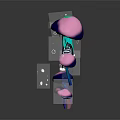 Fantasy Character With Mushroom Creature Blue Purple Body And Skeletal Structure Surrounded By Small Mushrooms