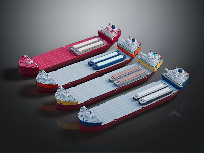 Multiple Colorful Ship Models With Different Designs And Structures On 3d model