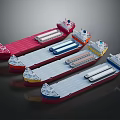 Multiple Colorful Ship Models With Different Designs And Structures On