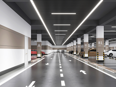 Indoor parking Modern parking 3d model