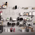 Organized Kitchenware Display With Utensils Storage Jars And Small Decorative Plants