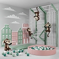 Children's play equipment Rock climbing ladder Small ball pool 3d model