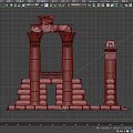 Ancient Carved Stone Architectural Structure With Columns Base Platform And Steps