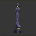 Exquisite Purple And Gold Figure Sculpture With Turban Decorative Necklace And Blue Base
