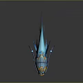 Blue Orange Gold Fantasy Ornate Fish Creature With Streamlined Body And Flowing Tail