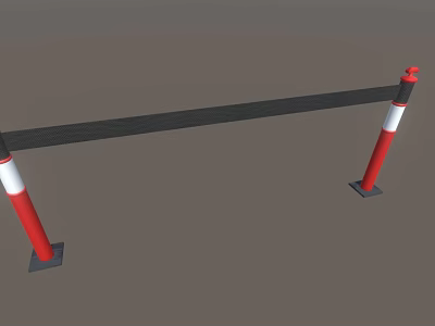 Public Facility Traffic Safety Barrier With Red And White Poles And Black Horizontal Bar 3d model
