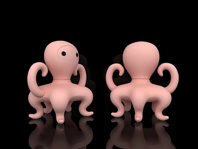 Pink Inflatable Octopus Decorative Models With Cute Curved Tentacles Design 3d model
