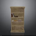 Rustic Wooden Bookshelf with Multiple Shelves Holding Books and Small Decor Items