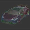 Modern Black Sports Car With Streamlined Body Rear Spoiler Aerodynamic Design And LED Headlights