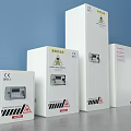 White Industrial Electrical Control Boxes with CE Certification Warning Labels and Digital Displays