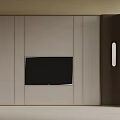 Modern TV Background Wall Design With Wooden Side Panels Built-in TV And Light Cabinets