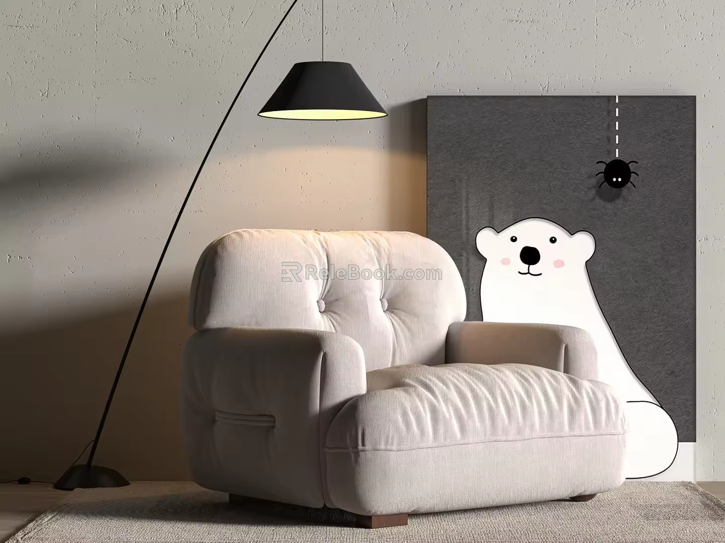 Quiet Single Sofa 3d model