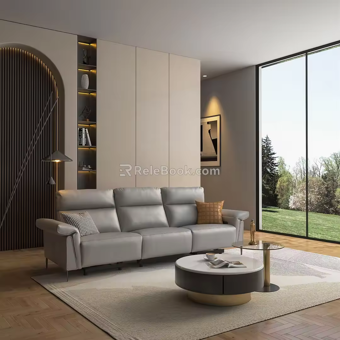 Modern Three-Seat Sofa Italian Simple Sofa 3d model