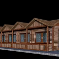 Wooden Building With Gabled Roofs Large Windows And Front Porch Design