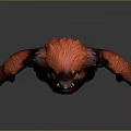 3D Mythical Monster Character Model With Orange Dark Brown Fur Sharp Fangs And Muscular Body