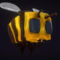 Game Animated Bee Character With Yellow Black Stripes Large Eyes And Wings