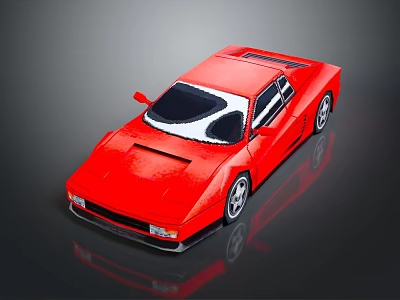 Red Sports Car With Streamlined Body Silver Wheels And Black Windows On Dark Background 3d model