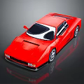 Red Sports Car With Streamlined Body Silver Wheels And Black Windows On Dark Background