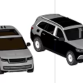 Two SUV Cars White And Dark Blue Exterior Side View Design