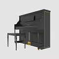 Elegant Black Yamaha Piano With Matching Bench And Gold Accents