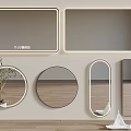 Various Shaped Mirrors With LED Lights For Modern Interior Wall Decor And Wooden Floor