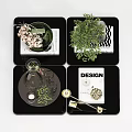 Elegant Decorative Ornament Set Featuring Green Vases Plants Books And Trays
