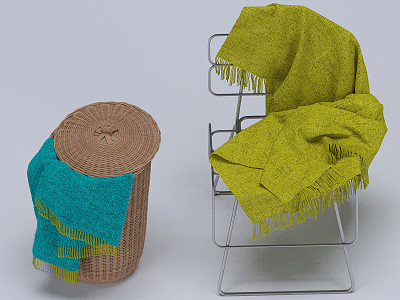 Modern storage basket chair combination 3d model