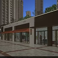 Modern Commercial Street With Luxury Brand Storefronts Pedestrians And High Rise Buildings