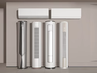 Modern Design Air Conditioner Fans in Silver and White Standing Styles 3d model