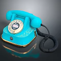Retro Turquoise Telephone With Gold Accents Rotary Dial And Black Coiled Cord