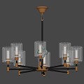 Modern Crystal Chandelier With Glass Cylinders And Decorative Brass Accents