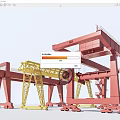 Industrial Gantry Crane Equipment With Red Yellow Steel Frame Structure And Heavy Duty Wheels