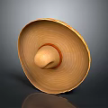Traditional Straw Hat With Wide Brim Round Crown And Orange Band
