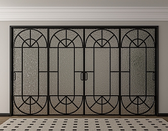 french vintage sliding door glass door 3d model