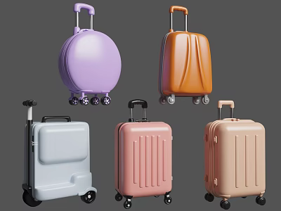 Stylish Colorful Hard Shell Travel Suitcases With Wheels In Multiple Colors 3d model