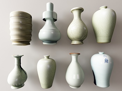 New Chinese Style Pottery Pot Ornaments model