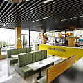 Modern Milk Tea Shop Interior With Seating Counter And Menu Boards