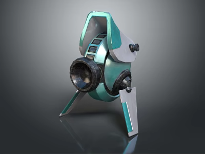 Projection Monitoring Device with Modern Teal Silver Design Tripod Base and Lens Structure 3d model