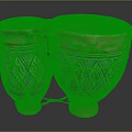 Pair of Traditional Bongo Drums With Colorful Geometric Patterns And Woven Ropes