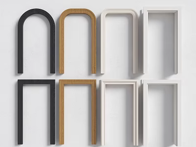 Decorative Frame Components In Arched Rectangular Shapes And Wooden Black White Colors 3d model
