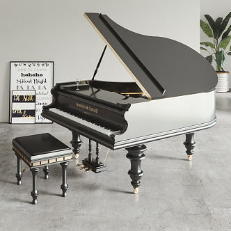 American Piano Grand Piano 3d model