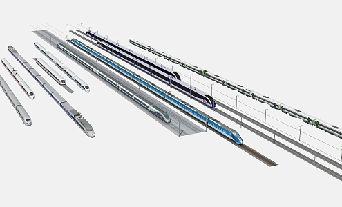 modern high-speed rail 3d model