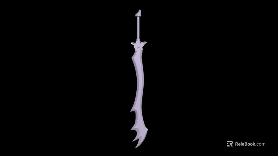 White Curved Blade Weapon With Unique Design And Decorative Hilt 3d model