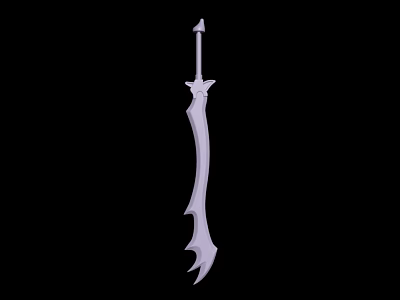 White Curved Blade Weapon With Unique Design And Decorative Hilt 3d model