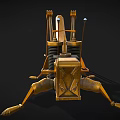 Golden Steampunk Mechanical Insect with Gear Details Bulb Eyes and Metal Legs