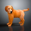 Light Brown Golden Retriever Puppy in Standing Pose as 3D Model on Gray Background