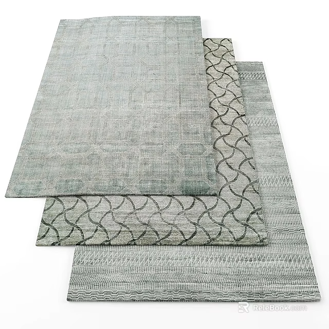 Modern Square Rugs With Geometric And Wavy Patterns For Home Decor 3d model